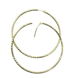 14K Yellow Gold Etched Hoop Earrings (8011)